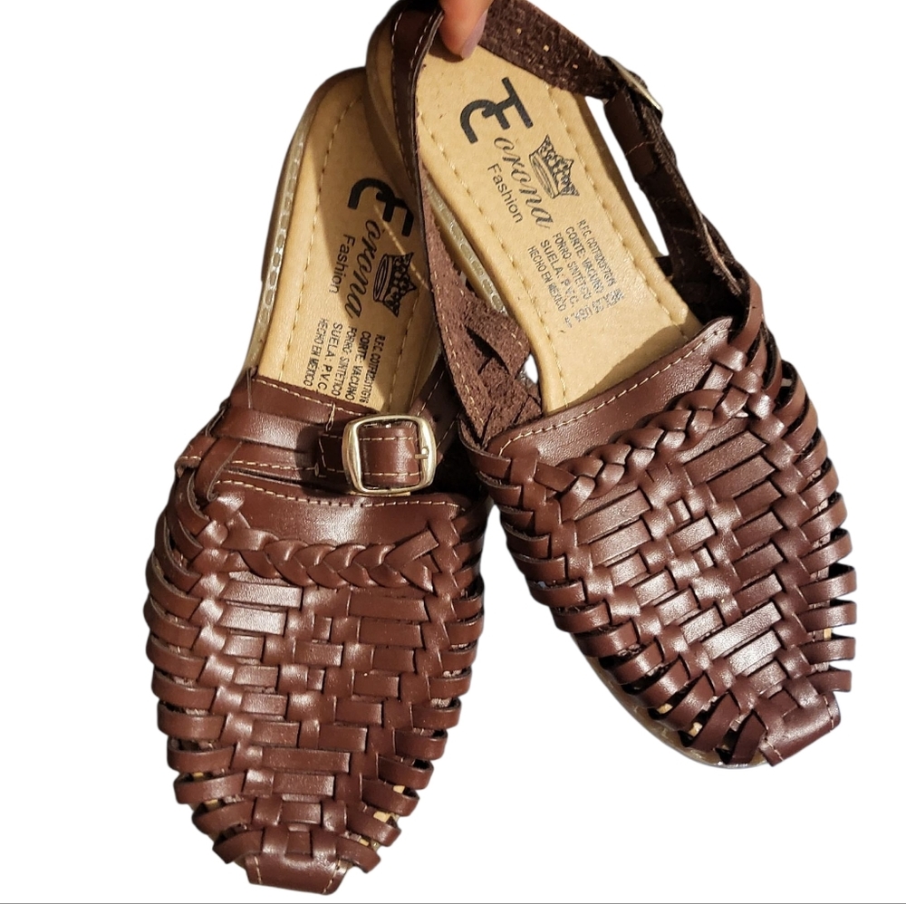 Brown Leather Huarache Sandals